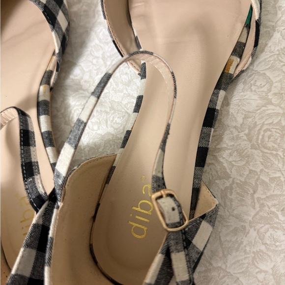 Diba Pointed Toe Gingham Plaid Black/White Flats Sandals Business Casual Size 10 - Picture 3 of 7
